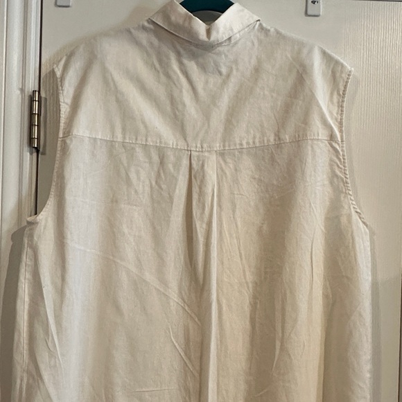 H&M Cream Midi Linen Cotton Blend Sleeveless Button Down Women’s M Summer Beach - Picture 4 of 6